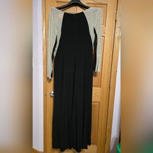 Xscape Black and Silver Long Sleeve Dress